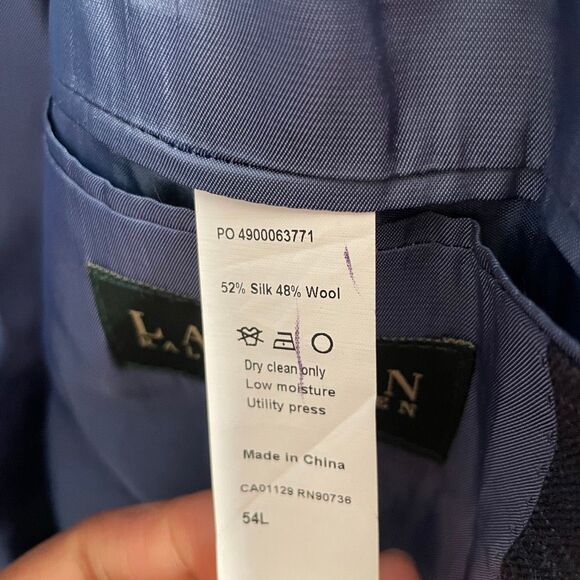 LRL Ralph Lauren Mens Sportcoat 54L Big Tall Blue Windowpane Plaid Wool Silk - Picture 7 of 10